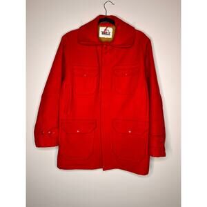 1960s Woolrich Wool Red Mackinaw Hunter Utility Chore Farm Country Jacket 38 L